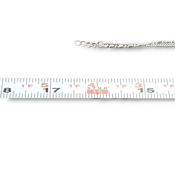 Green Cat Eye Center Silver Tone Pendant Double Strand Collar Choker Necklace - Picture 6 of 11